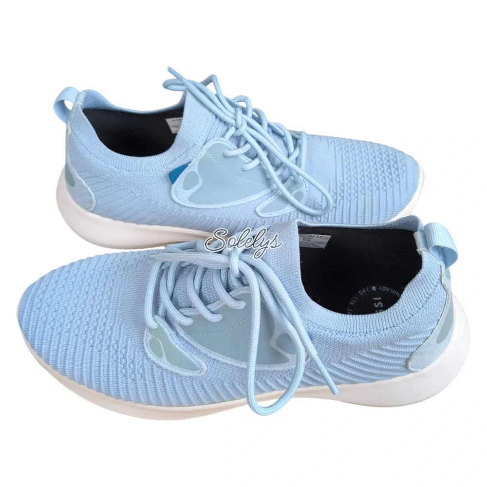 Vessi Everyday Move Womens 10 Sky Blue Waterproof Knit Dyma-Tex Lace Up Sneaker